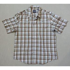 Wrangler Men's Wrinkle Resist Short Sleeve Western Snap Plaid Shirt Size XL